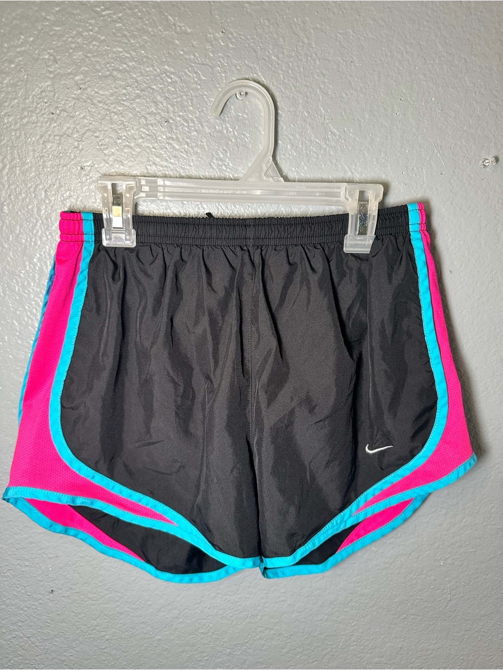 Nike Women’s Black Athletic Shorts with Pink & Teal Accents